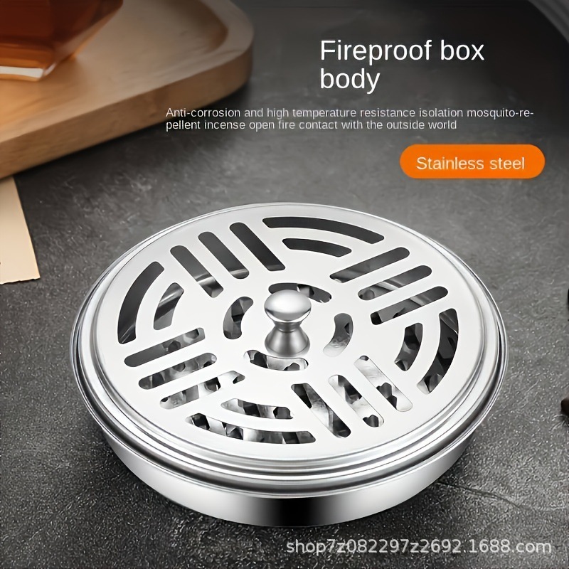 Коробка для благовоний от комаров из нержавеющей стали с крышкой, портативный поднос, огнеупорный, креативный