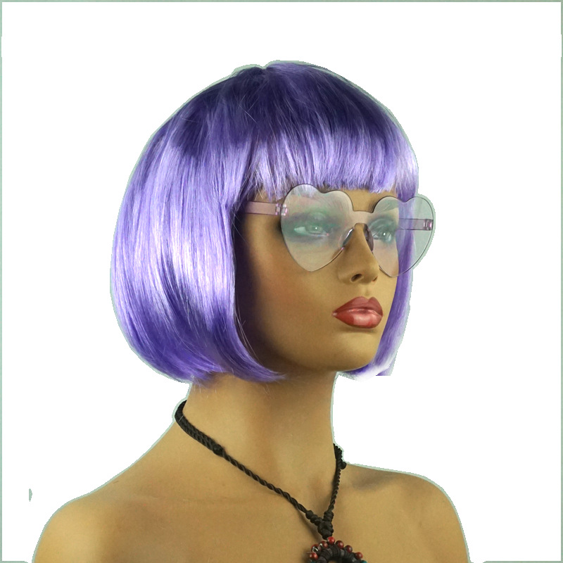 Halloween Event Props Colorful Wig Short Straight Hair Bob Hair Glasses Sunglasses Sun Funny Funny Headwear
