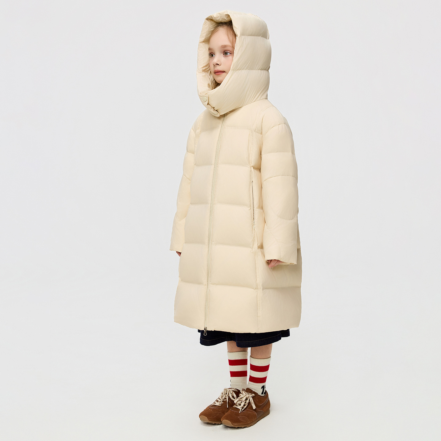 2025 Children's down Jacket Mid-Length Girls Winter New Style Medium and Large Children's Style White Duck down Children's Clothing Thickened Jacket
