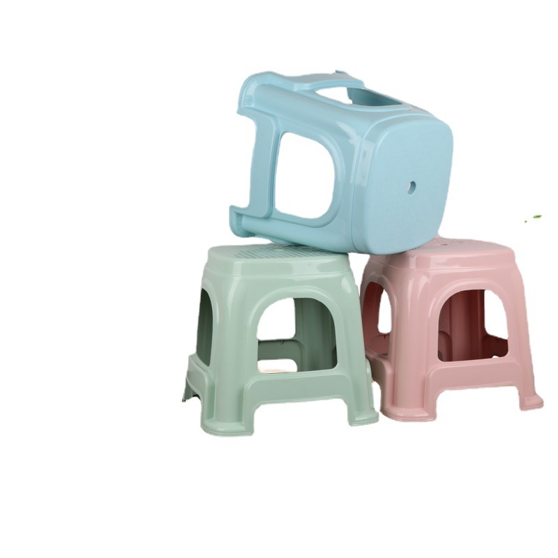 Plastic Small Square Stool for Home Living Room, Nordic Color Thickened Adult Dining Table Stool, Shoe-Changing Small Stool, Thickened Version
