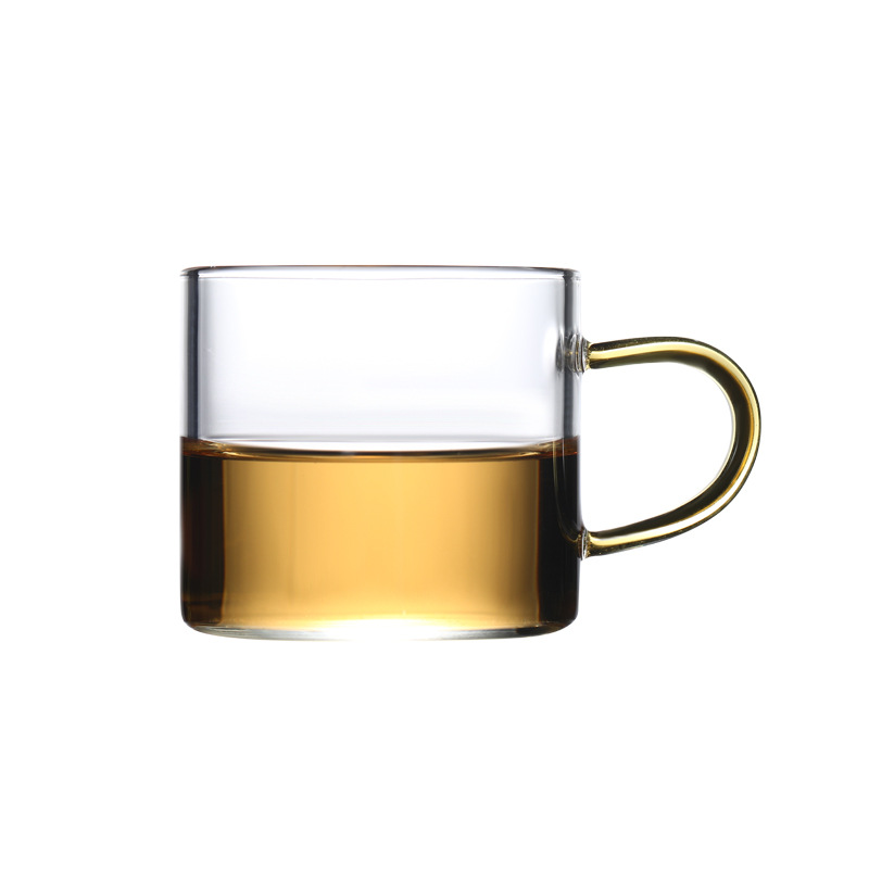 High Borosilicate Glass Tea Cup with Handle Master Cup Hospitality Drinking Water Cup Heat-Resistant Transparent Kung Fu Small Tea Cup