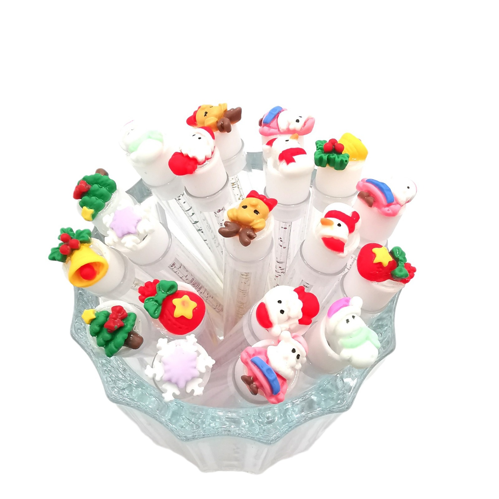 2024 Christmas Halloween Cartoon Test Tube Eyelash Brush Crystal Insert Transparent Tube Disposable Eyelash Brush