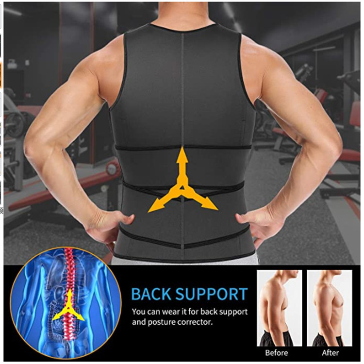 Cross-border Men's Double Belt Vest Shaper Reinforced Neoprene Zipper Tunic Sport Tight Waist Belt
