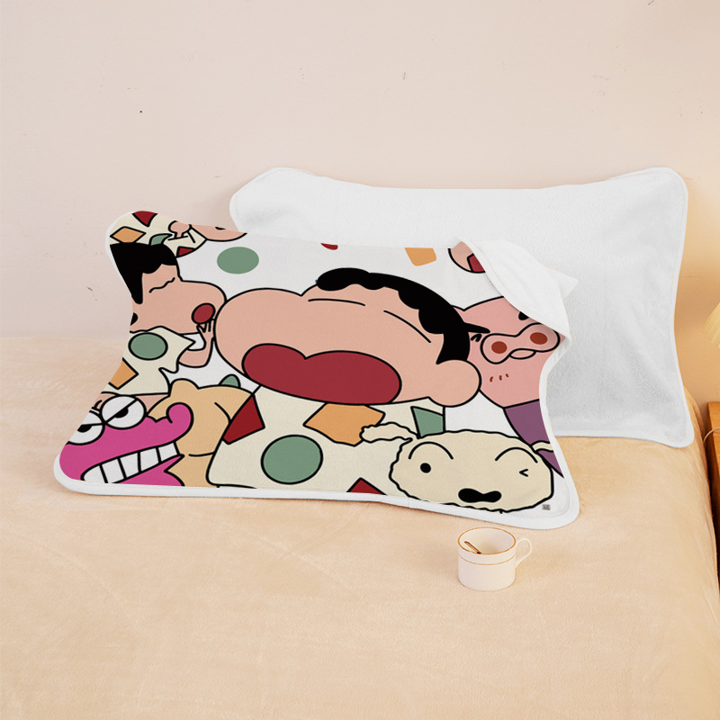 Crayon Small New Baby Skin Fleece Pillow Towel Caraton Pillow Hijab Thick Double-sided Fleece Pillow Towel Children's fleece-lined Pillow Hijab Cover
