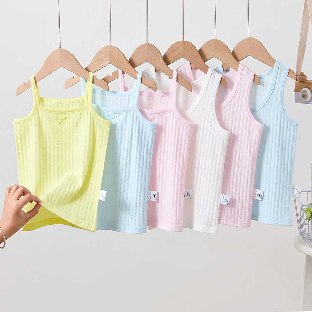 Японский стиль чисто хлопковая майка для мальчиков и девочек тонкая базовая футболка с дышащим безшовным низом 2-pack