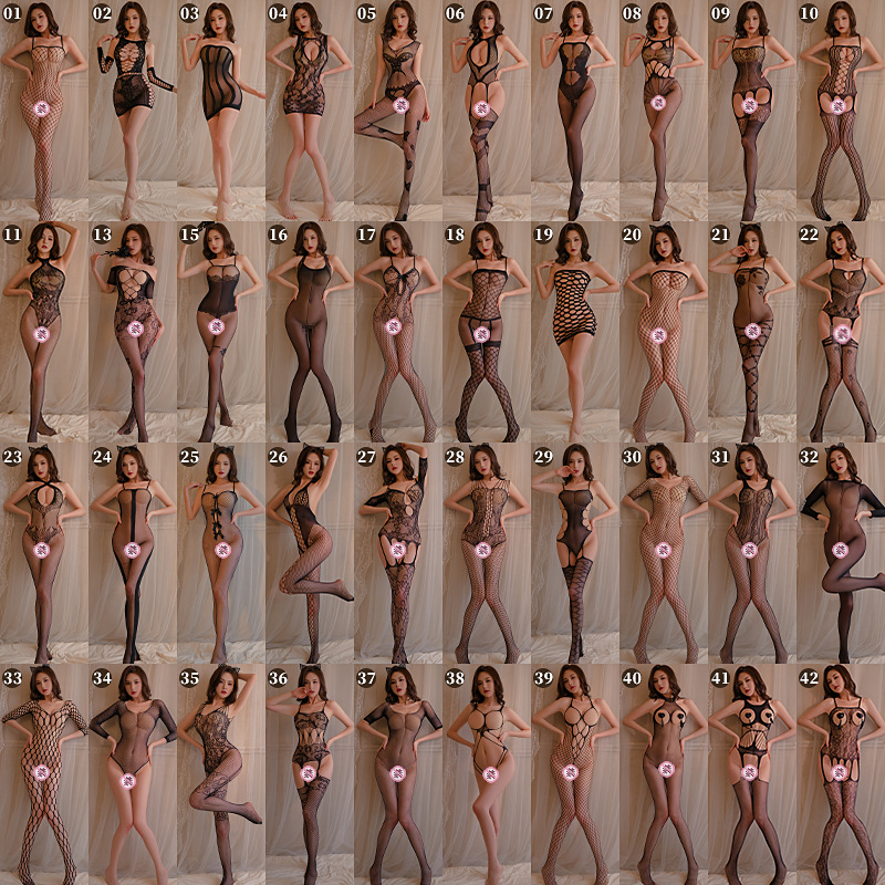 Сексуальное белье, открытые сетчатые чулки, прозрачный, соблазнительный комплект