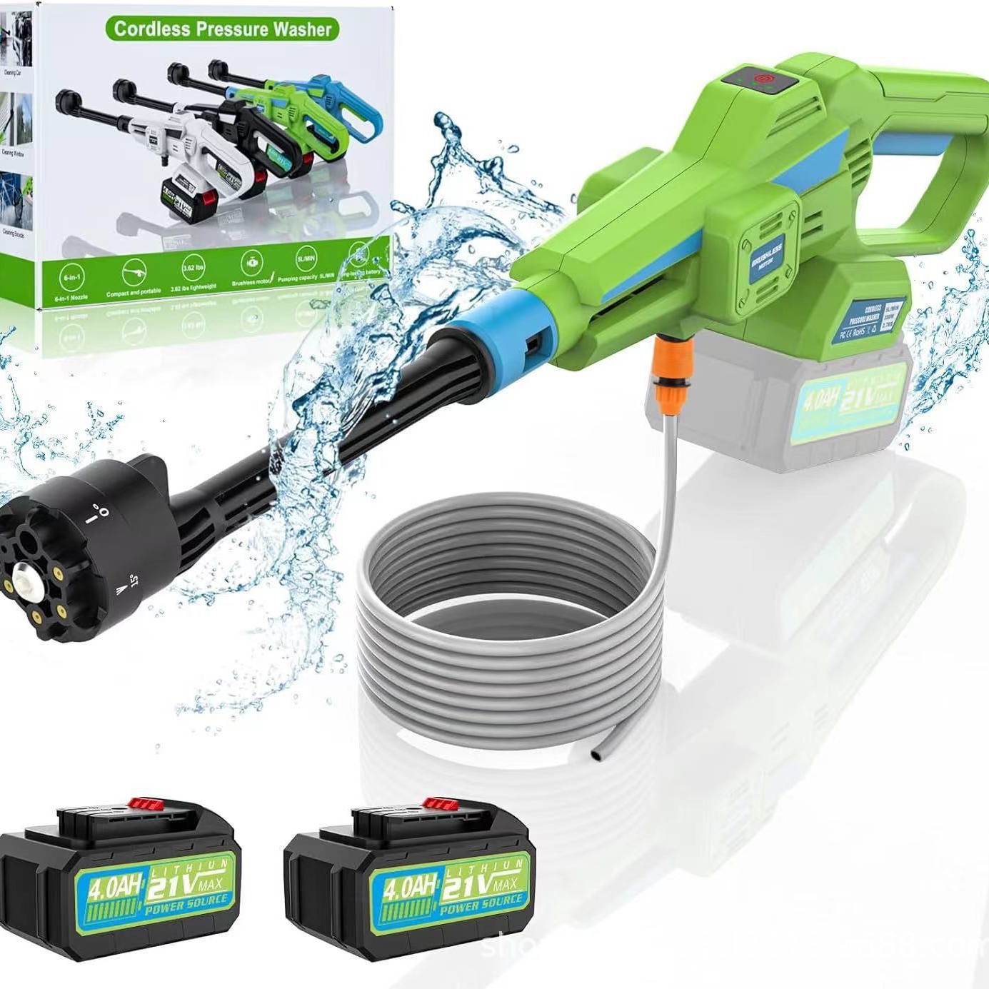 High-power wireless car washing machine household portable high-pressure water gun car washing machine household lithium battery cleaning artifact wholesale