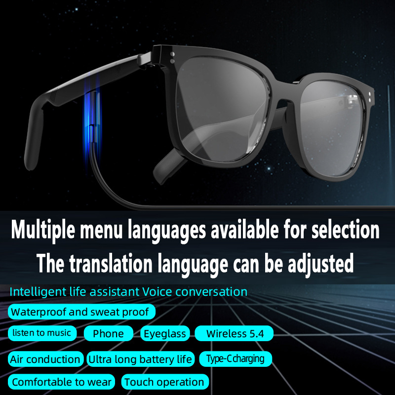 Ai Translation Glasses Bluetooth Smart Dialogue Glasses Overseas Translation Glasses Audio and Video Overseas Dialogue Voice Translation