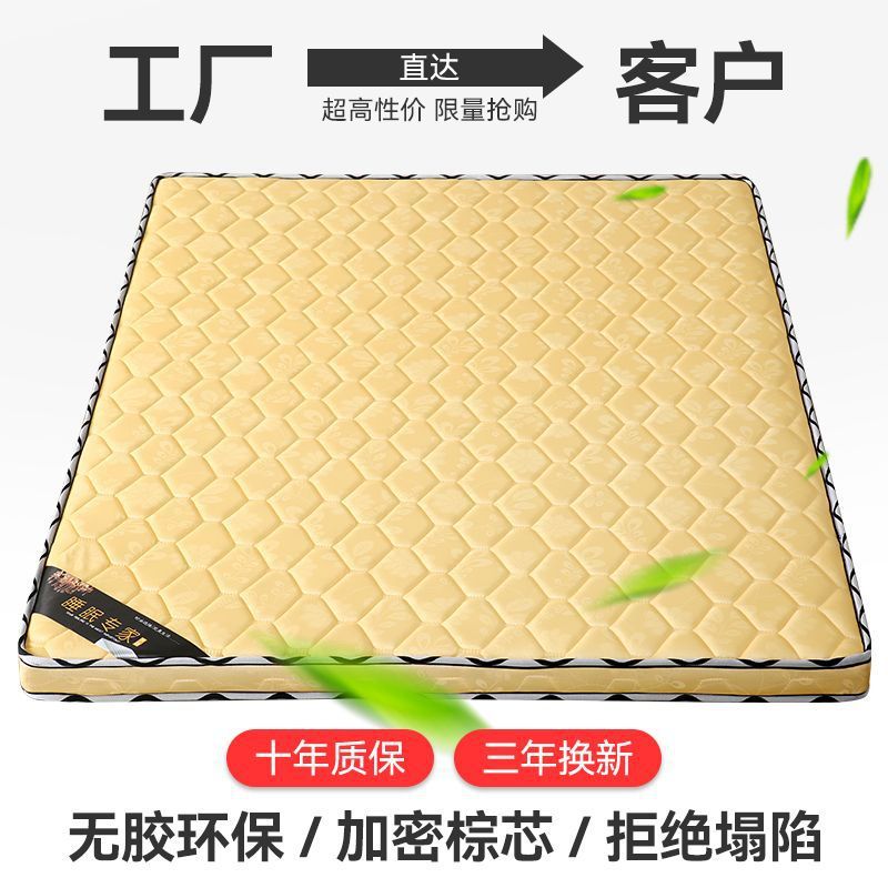 Brown Mat Eco-Friendly Coconut Palm Mattress Double 1.5m Thickened 1.8 Soft and Hard Palm Simmons Thin Children's Folding
