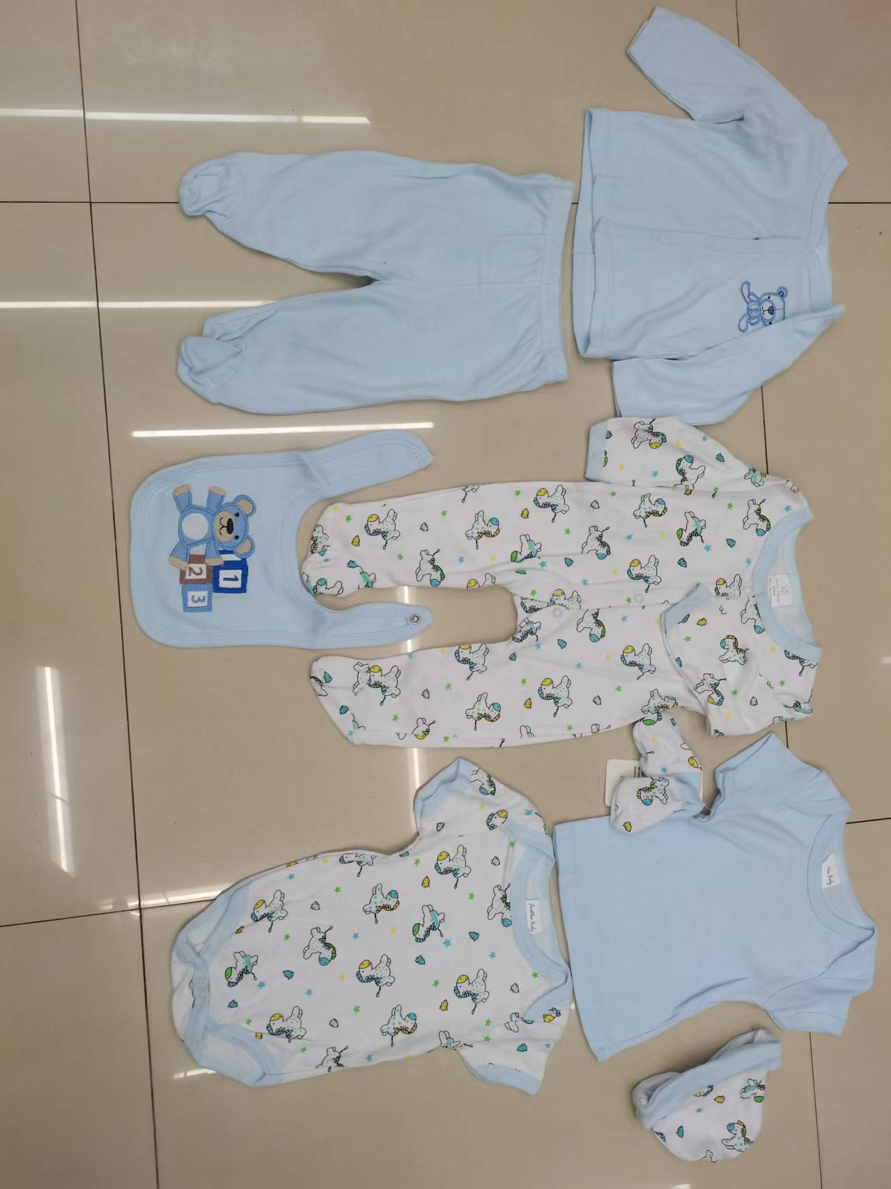 Children's Short-Sleeved Long-Sleeved Clothes, Eight-Piece Pajamas Set, Jumpsuit, Spring and Summer Newborn Baby Pajamas