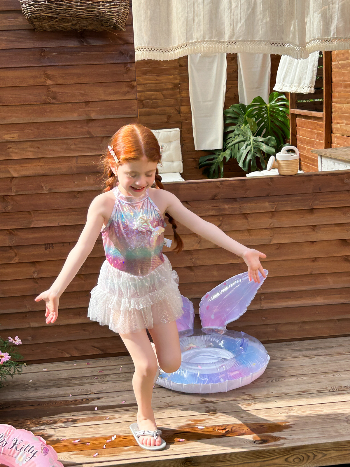 Girls 2025 New Swimsuit Summer Style Mermaid Bikini Girl Baby Mesh Kidsren's One-Piece Swimsuit