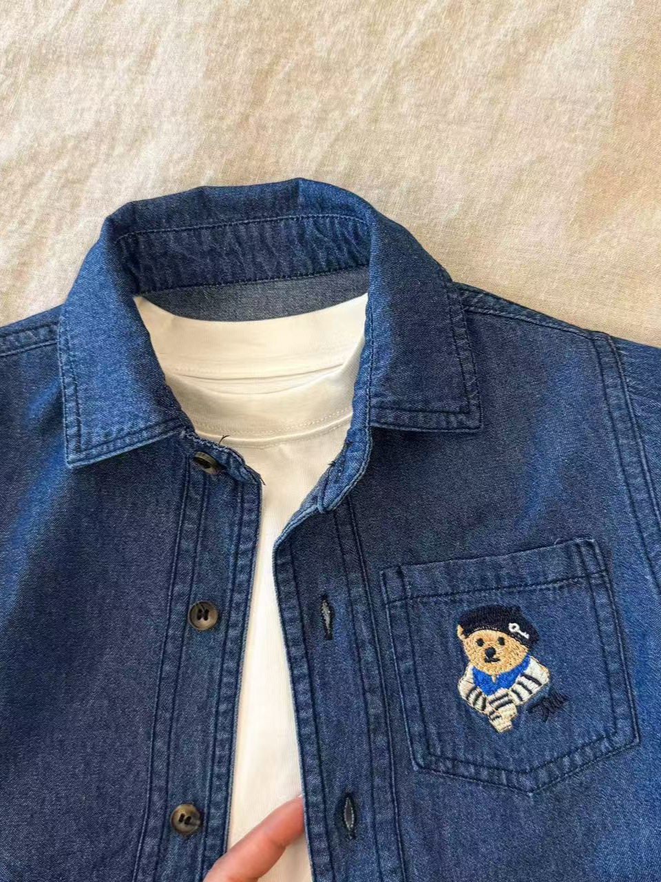 Children's Denim Shirt 2025 Autumn New Children's Clothing Boys Korean Style Embroidered Casual Top Baby Tops Trendy and Cool