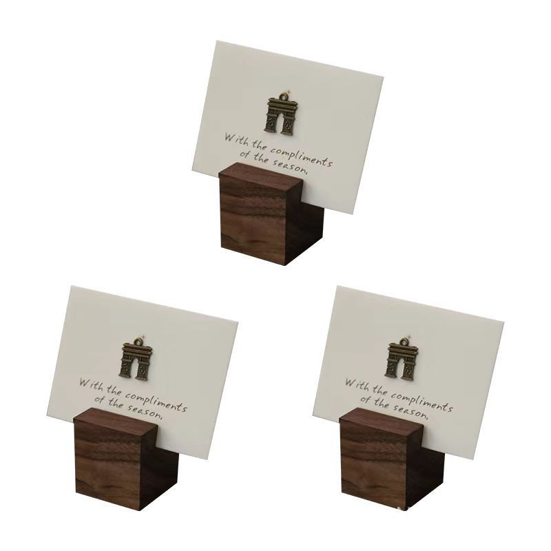 Walnut label business card base beech wood Ming letter card office message card holder retro cross-border new wholesale