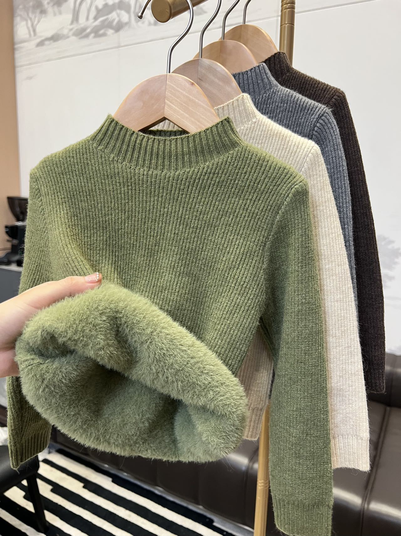 Autumn and Winter Kidsren's All-In-One Velvet Knitwear Half Turtleneck Knitwear Kidsren's Clothing Korean Style Pure Color Bottoming Shirt for Boys and Girls