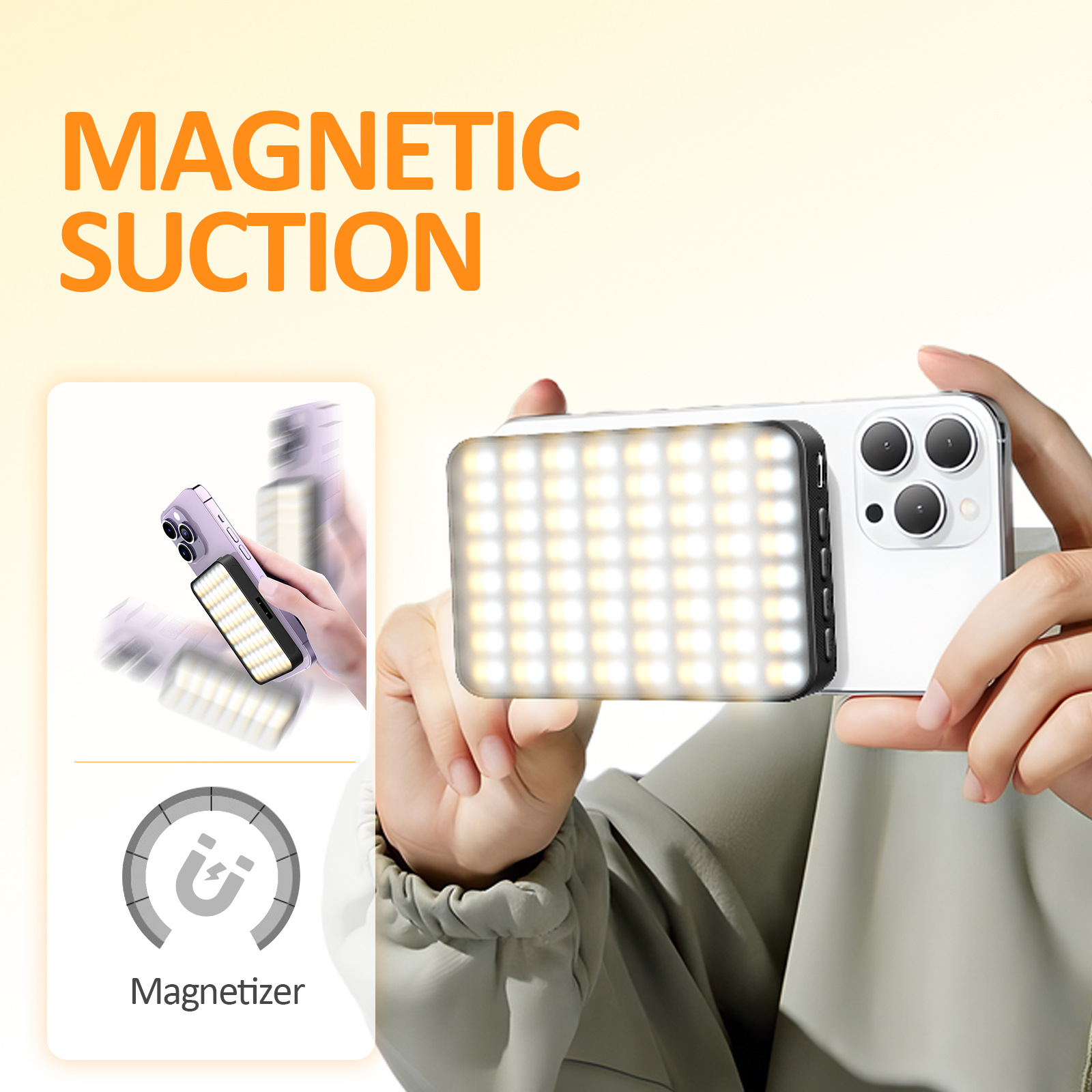 in stock magnetic absorption fill light Magsafe portable rechargeable selfie light video conference flash pocket light