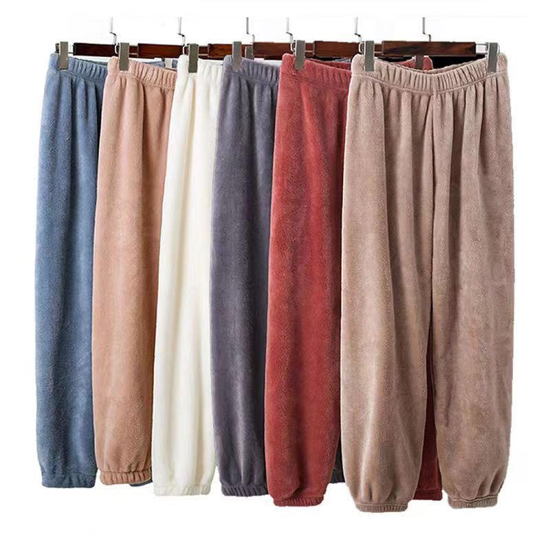 Двусторонние бархатные теплые брюки весна и зима теплый коралловый бархат повседневные свободные пижамные брюки домашняя одежда для студентов ленивых людей