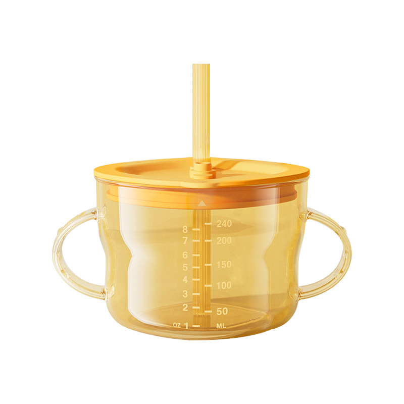 Milk Cup straw Cup children's milk drinking juice cup leak-proof anti-choke anti-fall water cup baby confused high temperature resistant