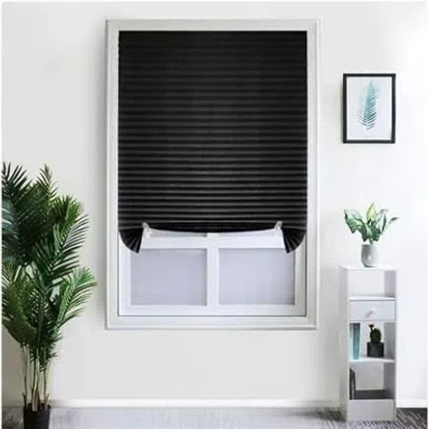 Pleated Curtains, Punch-Free Self-Adhesive Sunshades, Simple Installation Balcony Sunscreen Curtains, Bathroom Waterproof Privacy Curtains