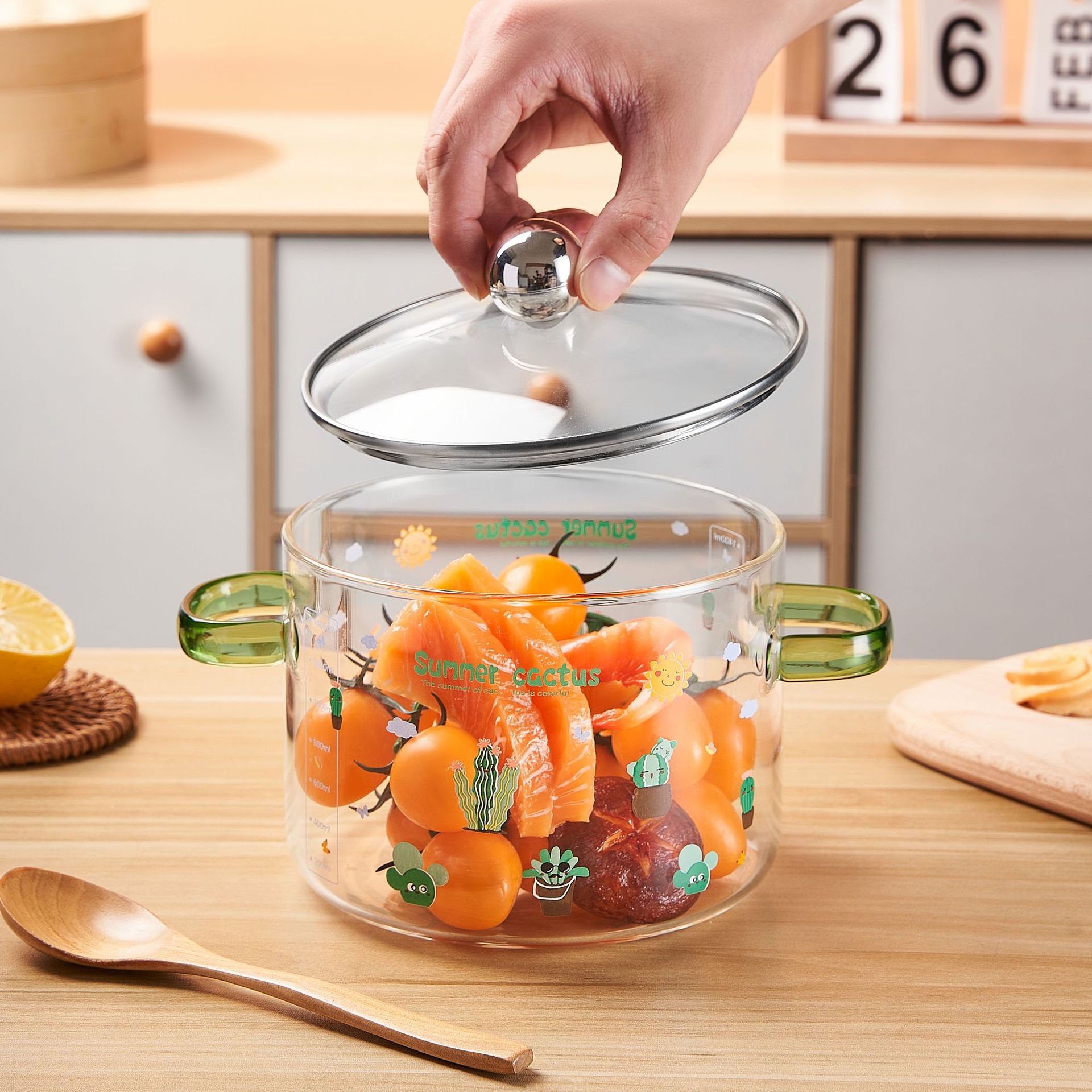 High borosilicate glass heat-resistant binaural stew pot electric ceramic stove can be used to cook porridge dessert fruit bowl salad instant noodle bowl