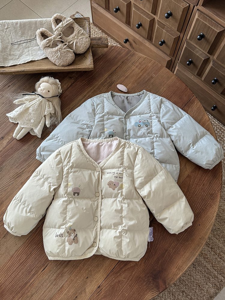Baby Boy's Lightweight down Jacket, New Autumn and Winter Style, Infant 90% down Outerwear, Boys' White Duck down Jacket, Class a