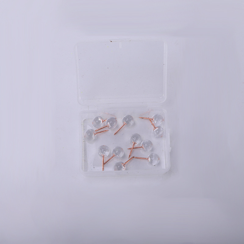 "factory Direct Sales" Rose Gold Transparent Round Ball Nail Photo Wall Cork Board I-shaped Nail Map Mark