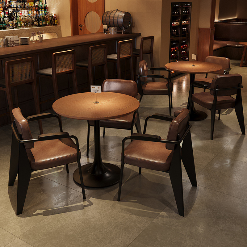 Retro Bistro Commercial Dining Table and Chairs American Dining Bar Music Restaurant Table and Chairs Clear Bar Bar Table and Chair Combination