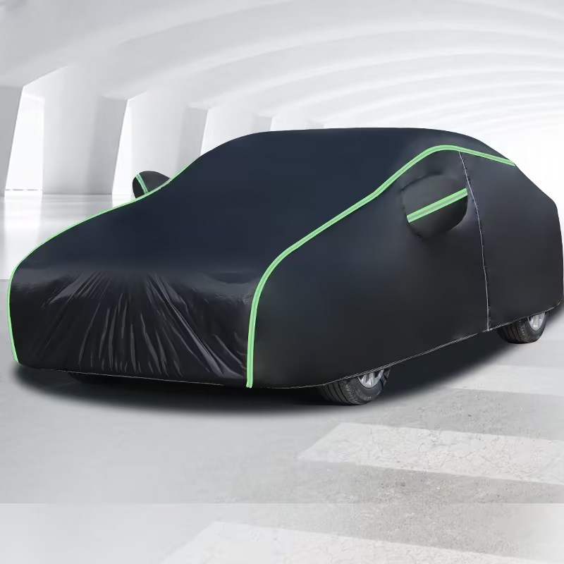Car clothing fully covered with Oxford cloth reflective strip rainproof heat insulation car clothing black aluminum film dustproof car cover sunscreen cover