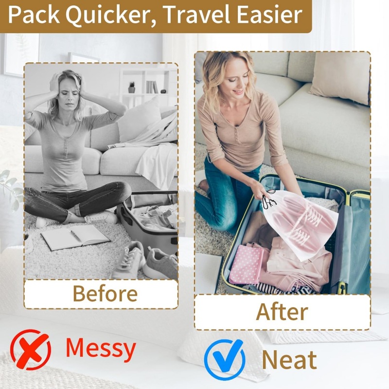 Cross-Border Dropshipping Drawstring Pocket Travel Packaging Clothing Storage Bag Wholesale Transparent Frosted Bag Ready for Sale