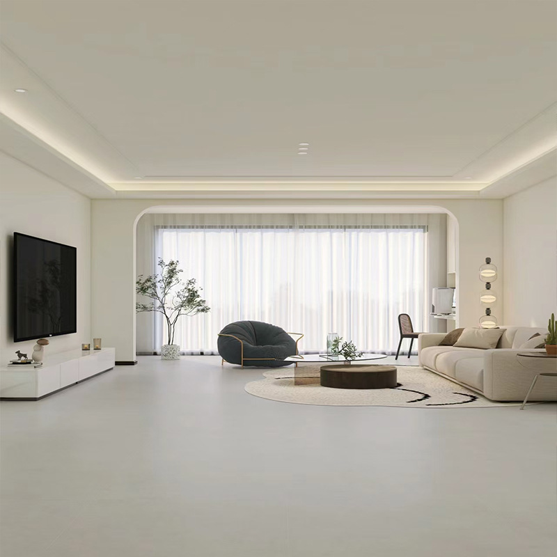 Spc Stone Plastic Lock Wood Floor Pure Color Cream Wabi-Sabi Style Household Micro-Cement Pvc Stone Crystal Snap-On Floor