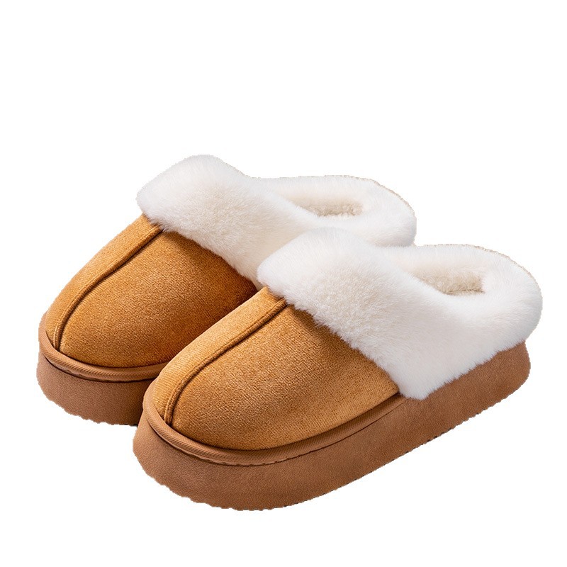 Korean Style Thick-Soled Cotton Slippers for Women in Autumn and Winter Internet Celebrity Home Indoor Non-Slip Women's Warm Furry Slippers for Men Wholesale