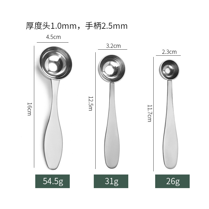Factory Direct Sales Stainless Steel Measuring Spoon Coffee Spoon Teaspoon Seasoning Spoon Tea Accessories Multi-Functional Tea Spoon Measuring Spoon Powder Spoon