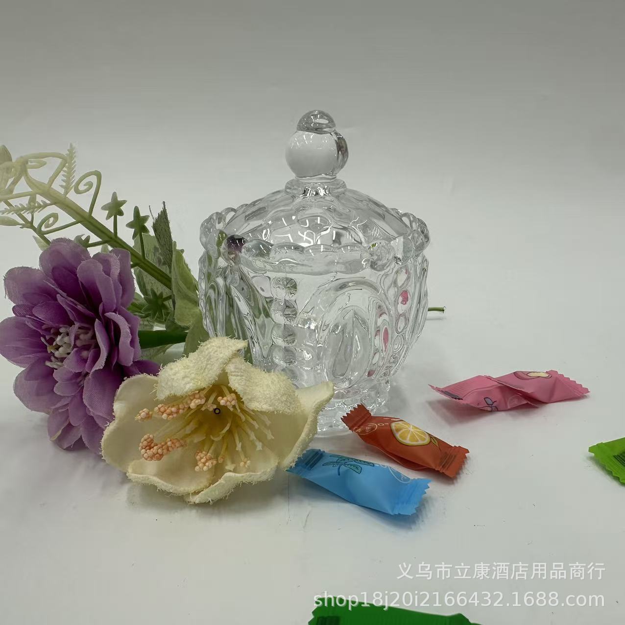 Glass Storage Jar Sugar Jar Transparent Glass Candle Holder Candy Box European Sugar Jar Dried Fruit Snack Jar Cross-Border Wholesale