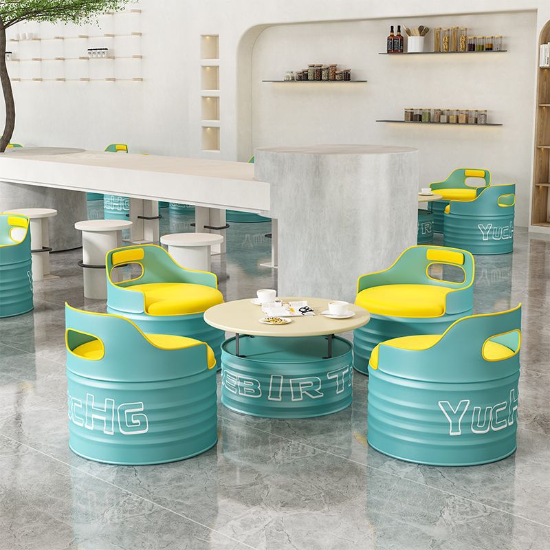 Oil Drum Milk Tea Shop Table and Chair Set Sofa Cafe Booth Clear Bar Barbecue Hot Pot Shopping Mall Internet Celebrity B&B Cinema