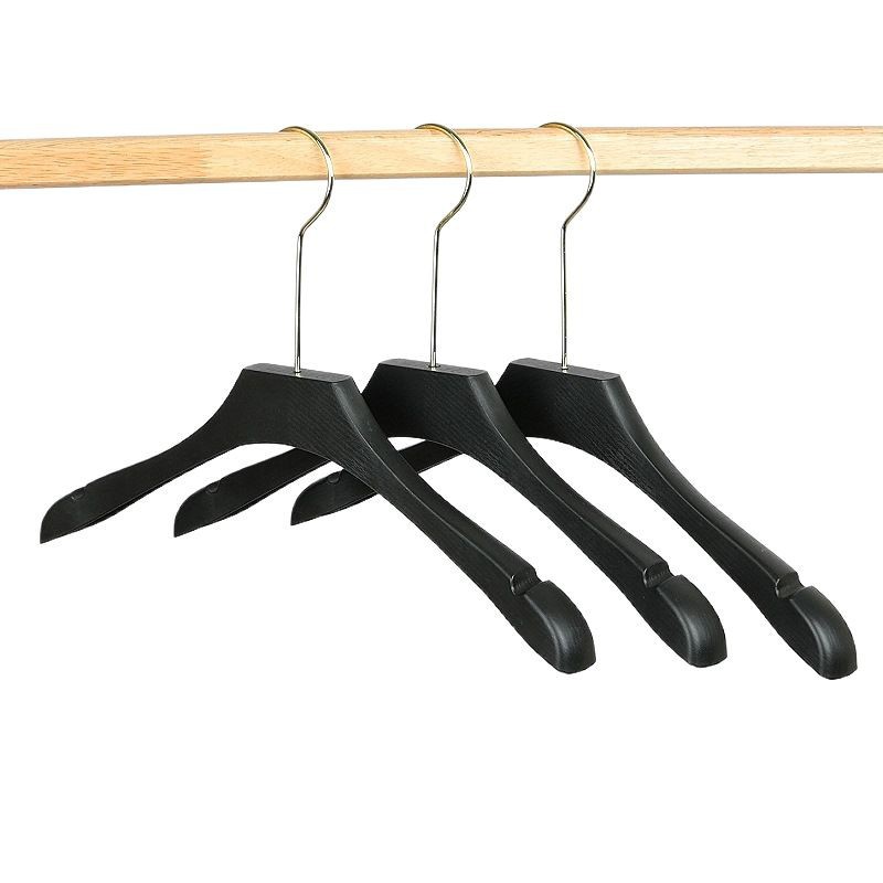 Imitation Wood Grain Black Plastic Clothes Hanger Men's and Women's Suit Non-slip Clothes Hanging Clothing Store White Seamless Wide Shoulder Clothes Brace Pants Clip