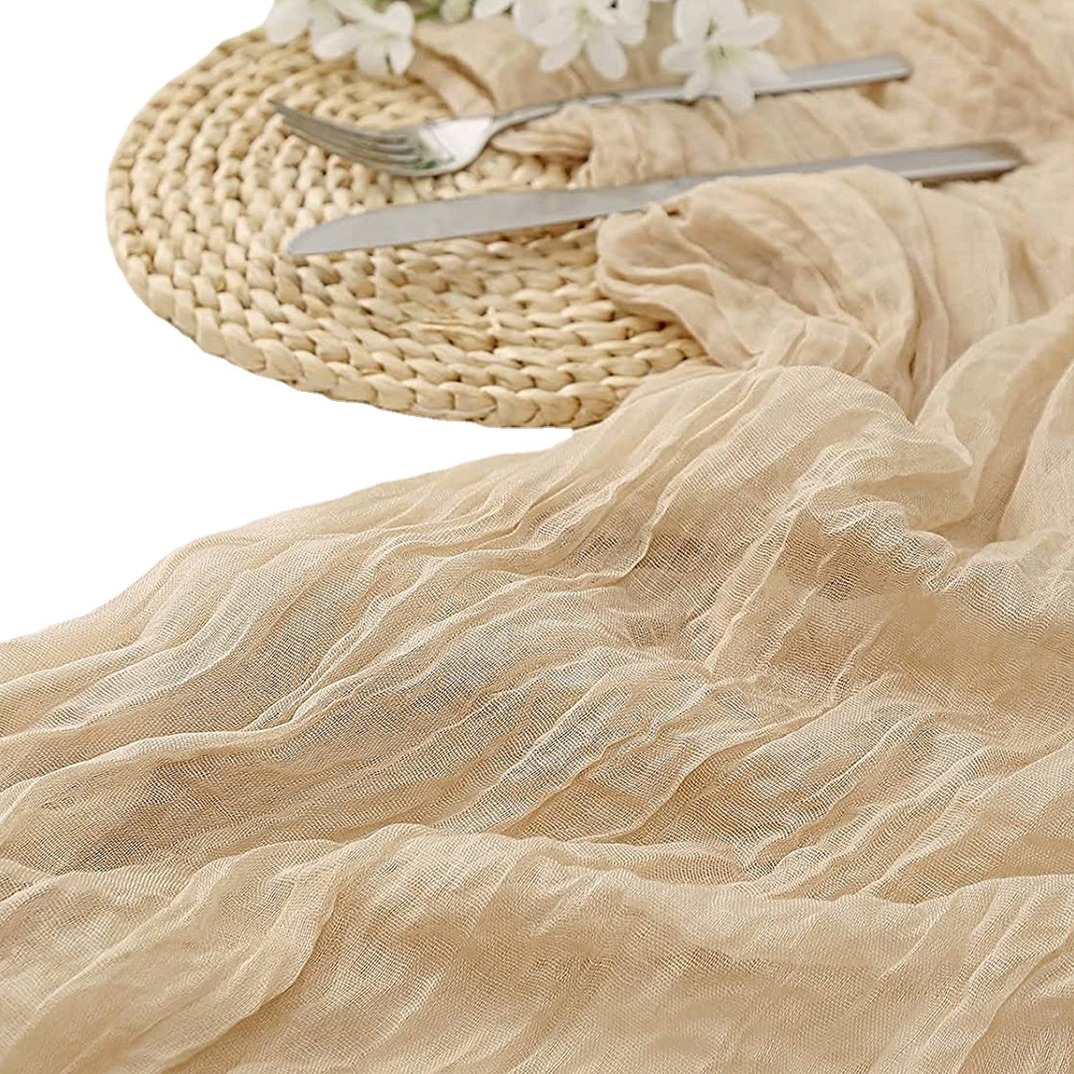 Bali yarn wrinkled cloth table runner European twist tablecloth wedding party decoration wrinkled Bohemian style table runner wholesale