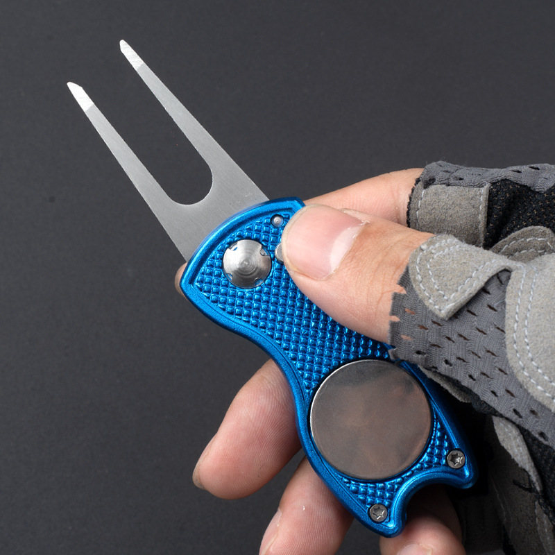 Aluminum Alloy Ball Fork Golf Course Accessories Stainless Steel Green Fork Lawn Tools Folding Spring in stock