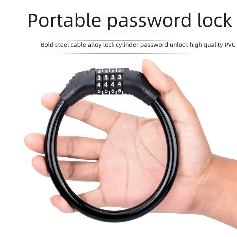Bicycle Combination Lock, Anti-Theft Lock, Combination Lock, Mountain Bike Portable Lock, Electric Bike Lock, Steel Cable Lock, Bicycle Lock