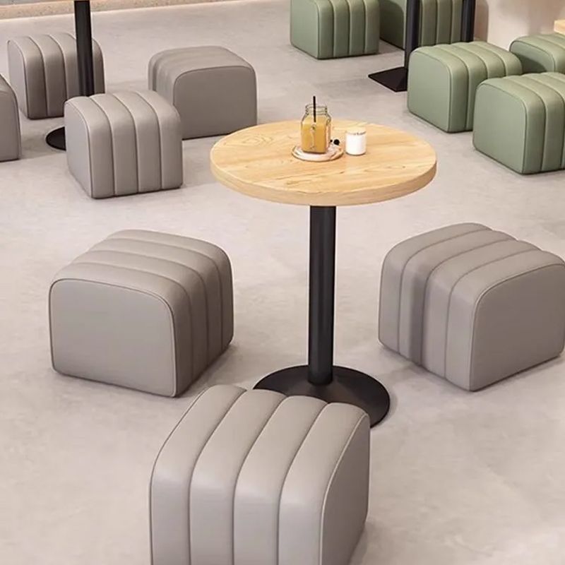 Milk Tea Shop Internet-Famous Coffee Restaurant Small Round Stool Long Bench Table and Chair Commercial Wall-Mounted Backless Booth Sofa