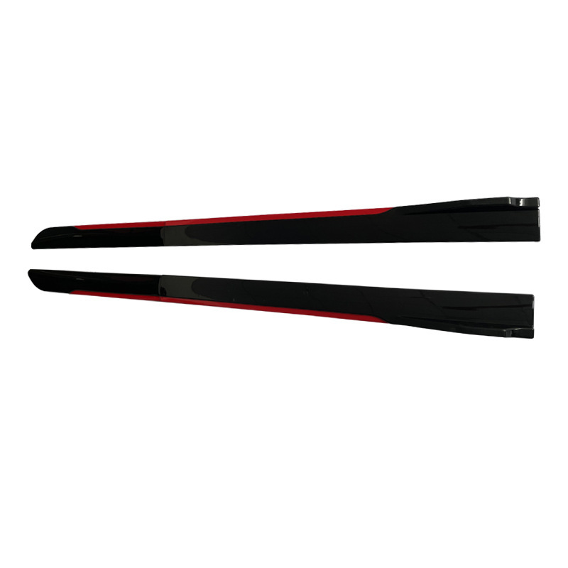 Car universal modified side skirt 1.92m two-section blade side skirt body anti-collision side shovel bright black red edge decoration