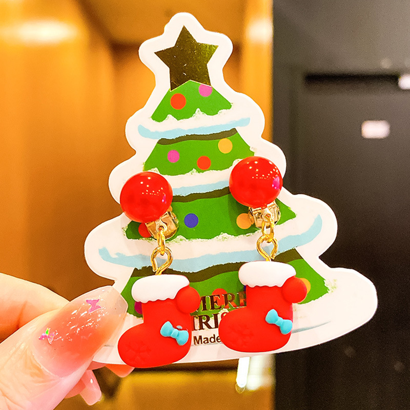 Children's ear clip cute cartoon Santa Claus elk Mori girl Jewelry earrings no hole girl earrings