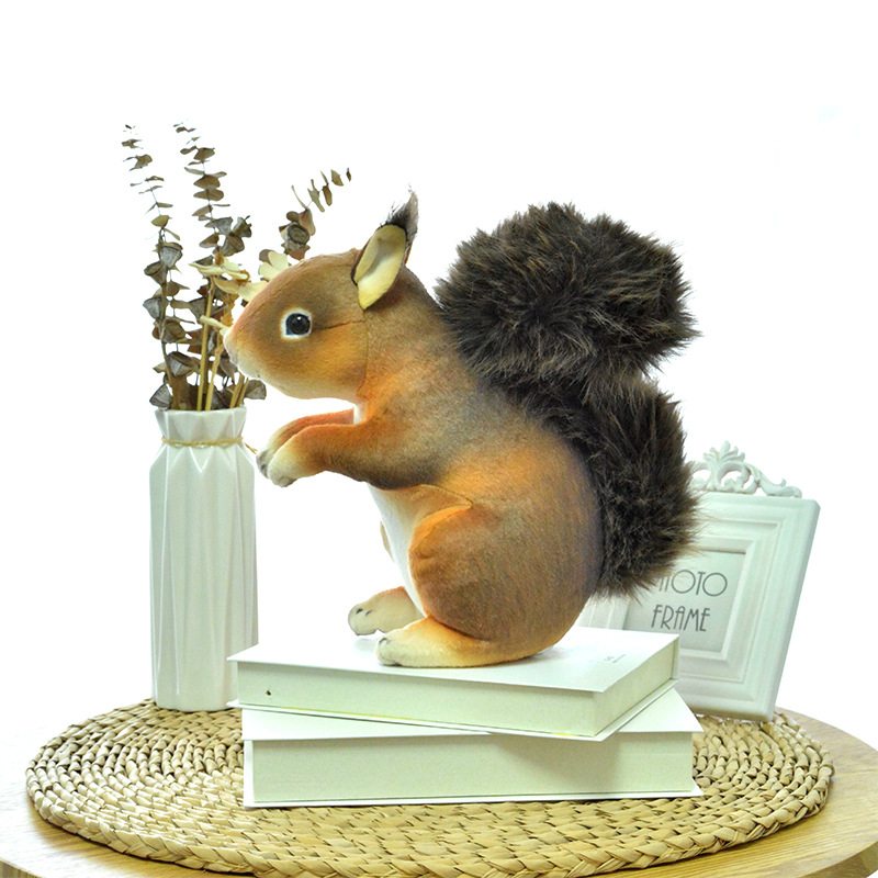 Cross-Border Simulation Squirrel Doll Plush Toy Cute Little Squirrel Doll Home Decoration Children's Comfort Cloth Doll