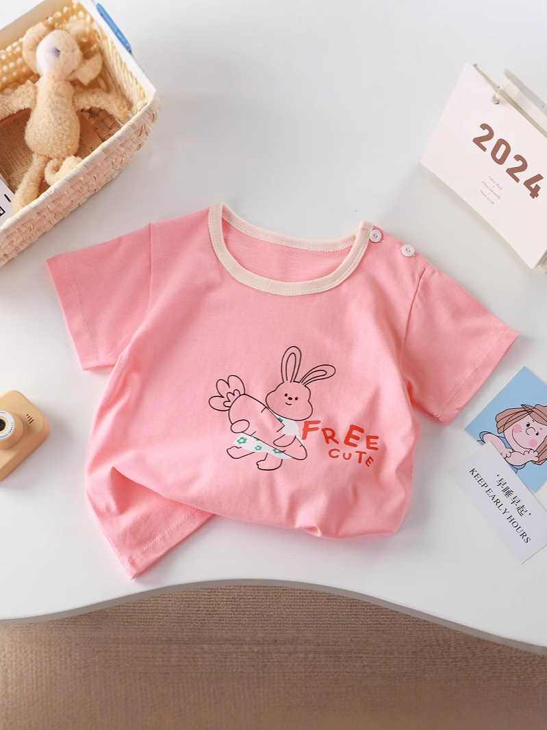 Children's short-sleeved T-shirt cotton girls summer baby baby summer children's clothing new boys' jacket a generation of hair