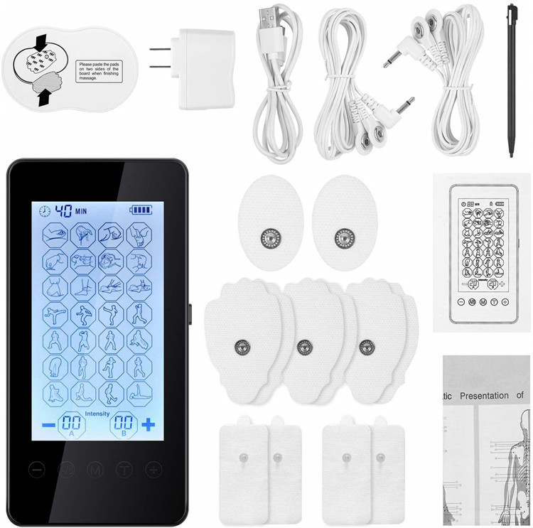 48 Mode TENS EMS MASSAGE DIY Low Frequency Meridian Physiotherapy Instrument Touch Screen 28 Mode Muscle Stimulator