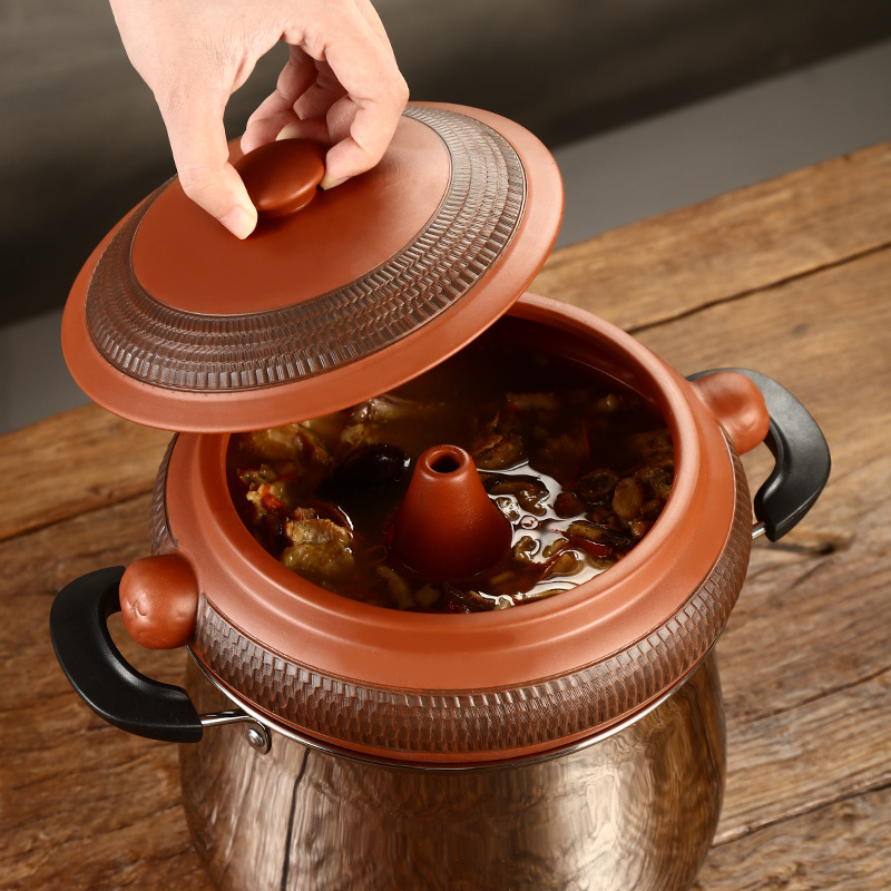 Пароварка с прыгающим ножом, керамическая, коммерческая, бытовая, фиолетовая глиняная пароварка, курица на пару, специальная пароварка для отелей и ресторанов