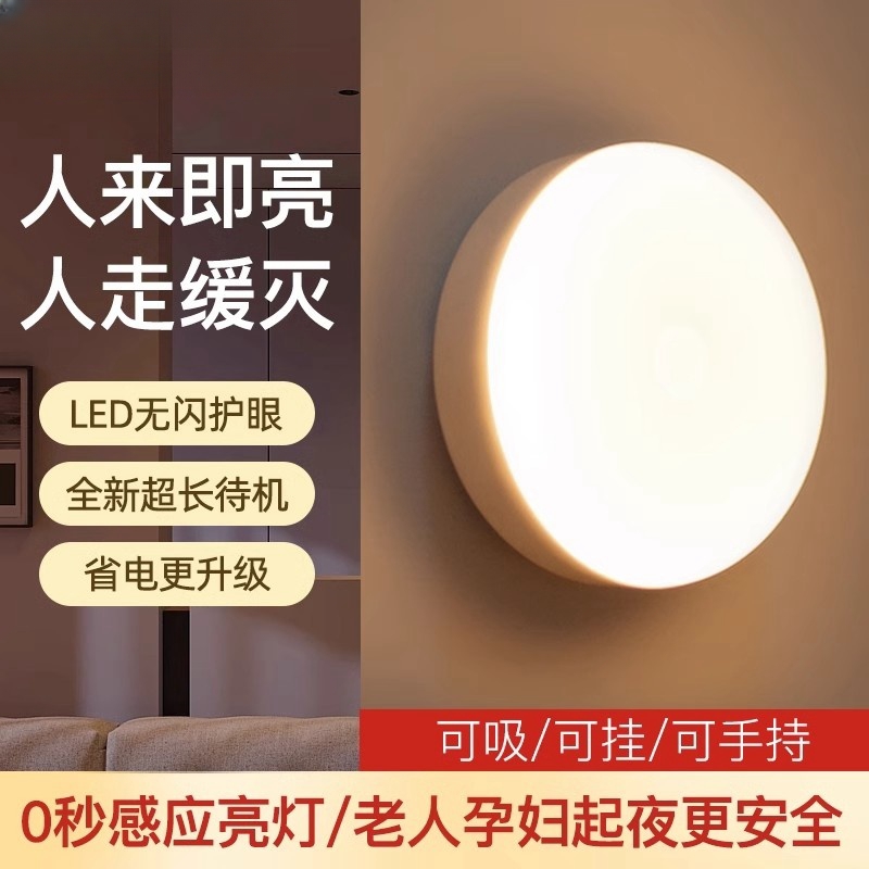 Светодиодный ночник с датчиком движения, магнитный маленький настольный светильник для спальни, коридора