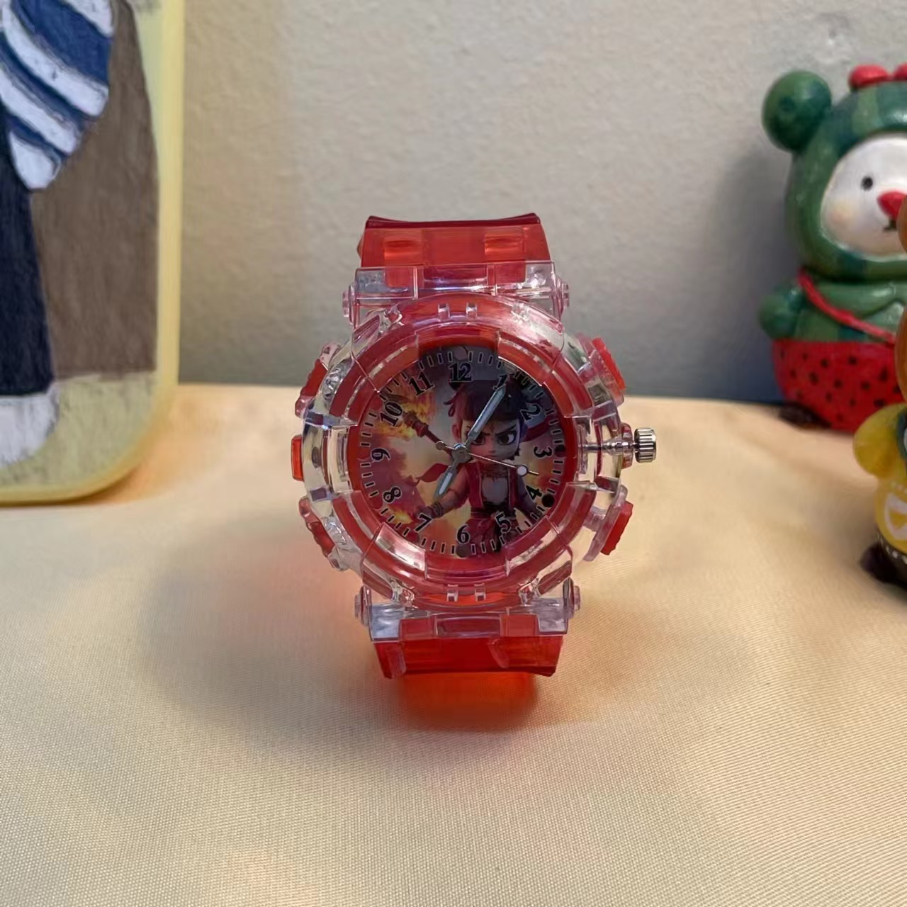 New Cute Nezha Third Prince Ao Bing Colorful Luminous Children's Cartoon Luminous Primary School Boys and Girls Watch