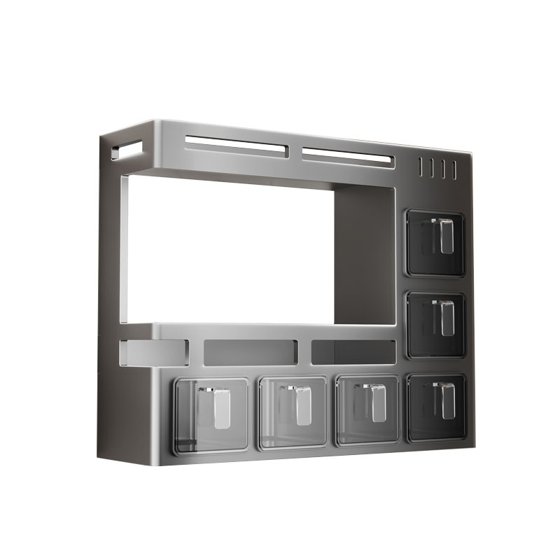 Punch-free Kitchen Seasoning Storage Rack Multi-functional Wall-mounted Household Oil, Salt, Sauce and Vinegar Storage Box Seasoning Jar