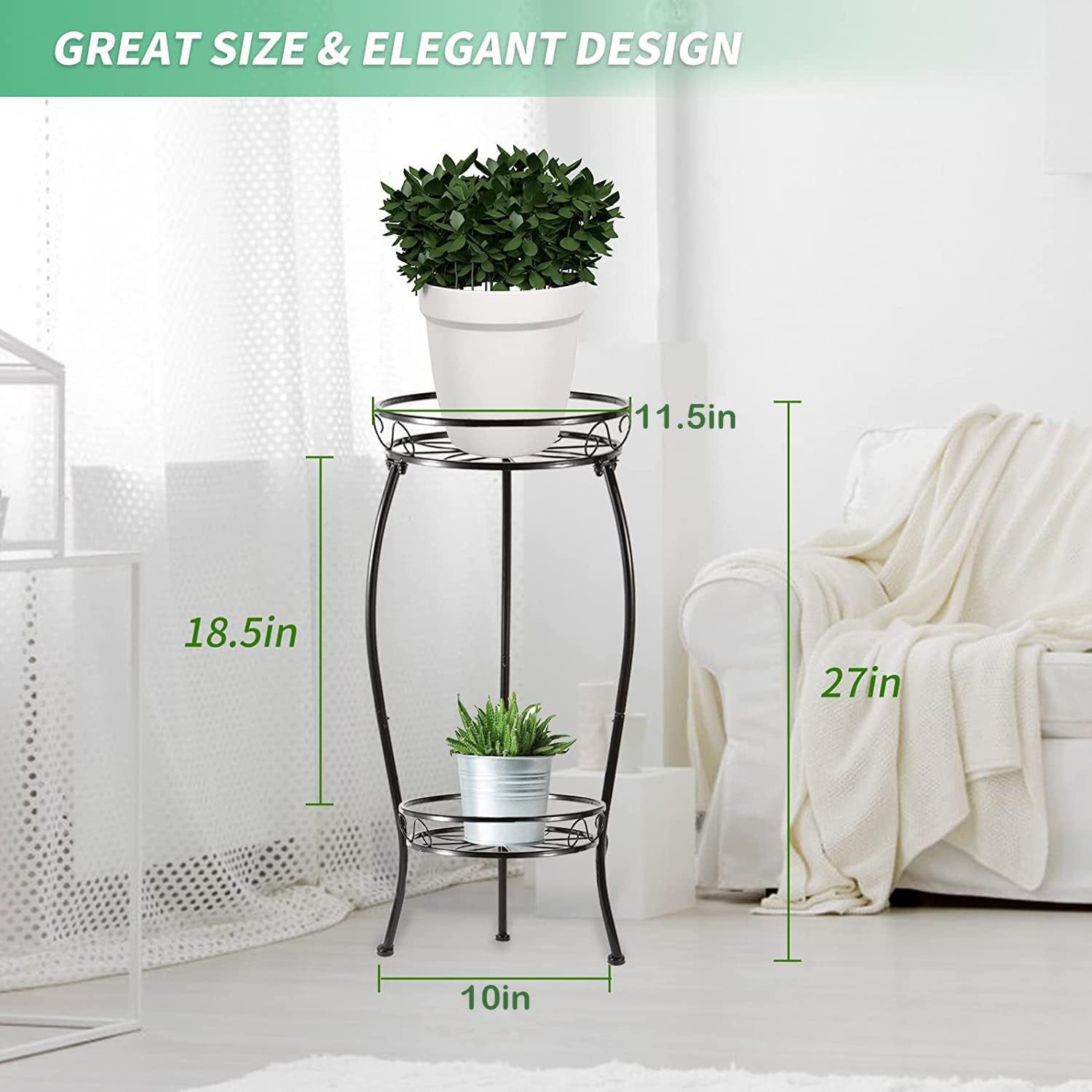 Nordic Style Wrought Iron Flower Shelf Floor-standing Flower Rack Storage Rack Balcony Multi-layer Bedroom Living Room Light Luxury Green Flower Pot