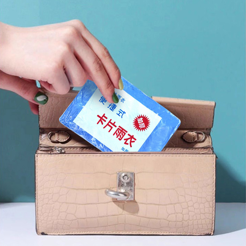 Disposable raincoat portable compression card packaging outdoor drifting travel all size plastic waterproof poncho wholesale