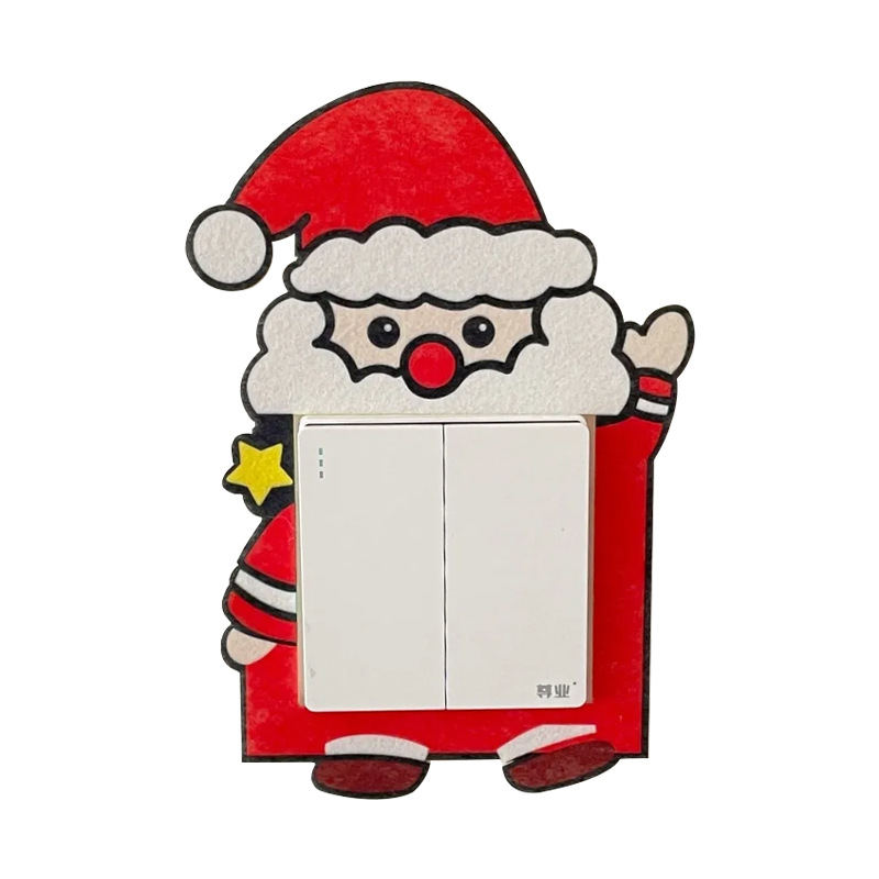 Wholesale Santa Claus Elk Felt Switch Sticker Cartoon Cute Christmas Scene Layout Felt Switch Cover